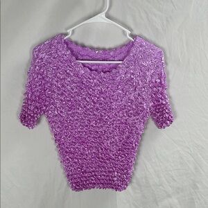 Vintage Y2K / 90s Popcorn Textured Purple 5Short Sleeve Top -One Size